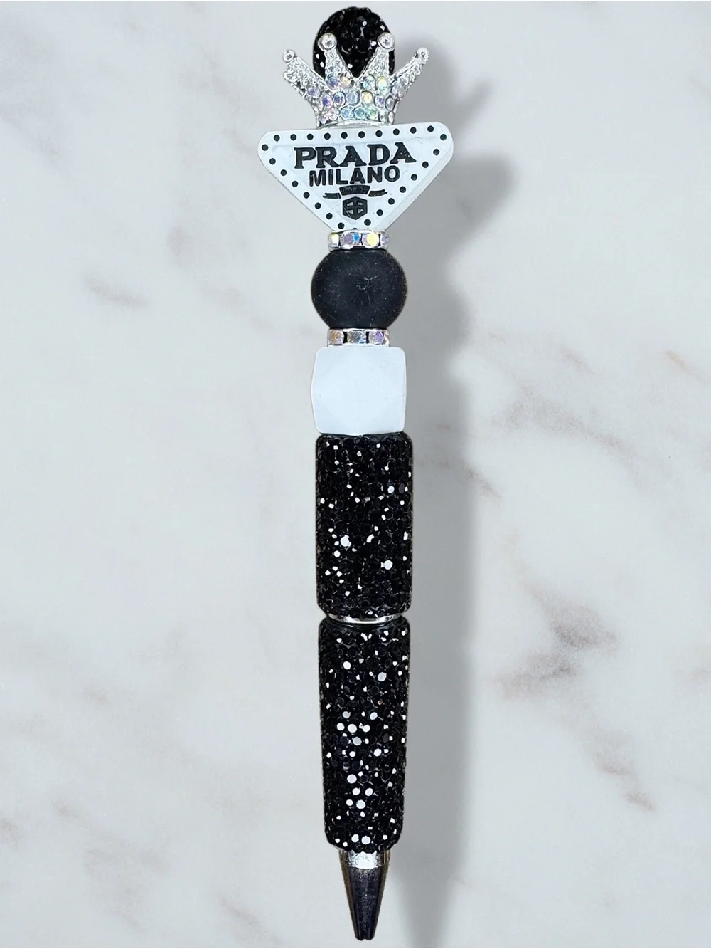 Fashion Prada Black Rhinestone Tiara Twist Pen